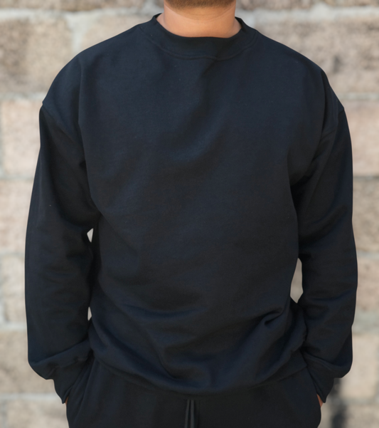 Hoodie Sin Gorro Oversize 380 gms NEGRA