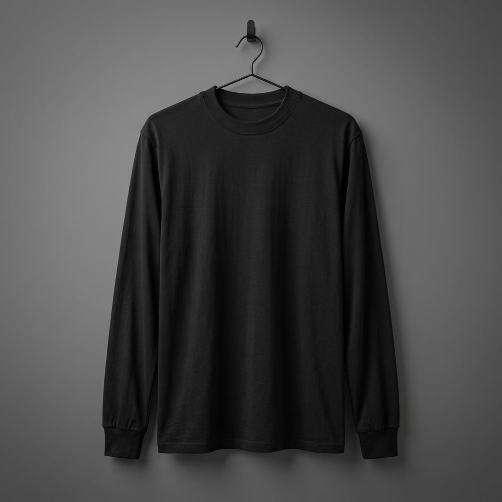 Playera Regular Manga Larga 200gms NEGRA